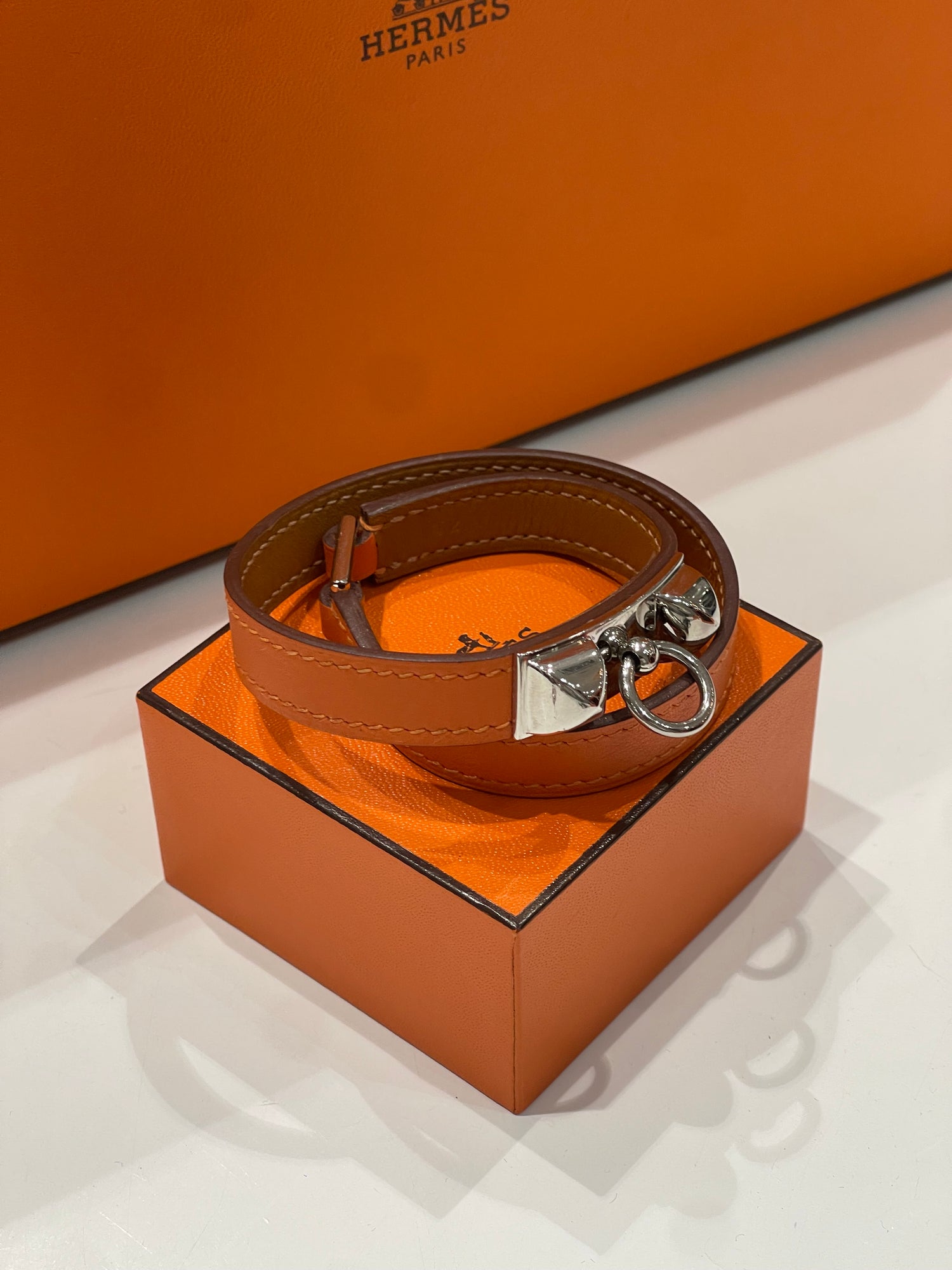 Hermès - Bracelet Rivale Double Tour orange