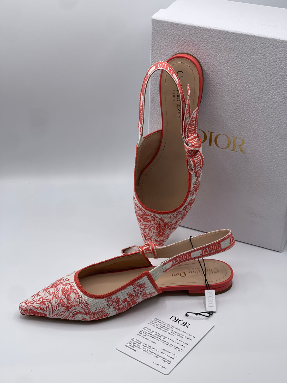 Dior - Ballerines Slingback dioriviera toile de jouy T39