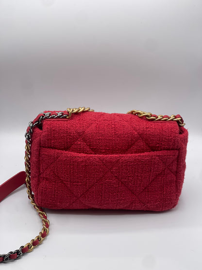 Chanel - Sac 19 tweed rouge