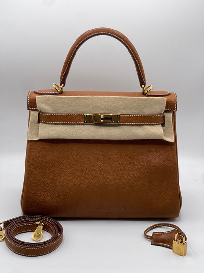 Hermès - Sac Kelly 28 Gold Barenia