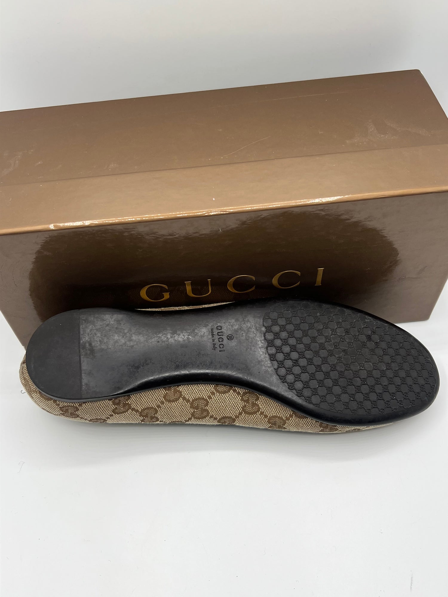 Gucci - ballerines monogramme beiges