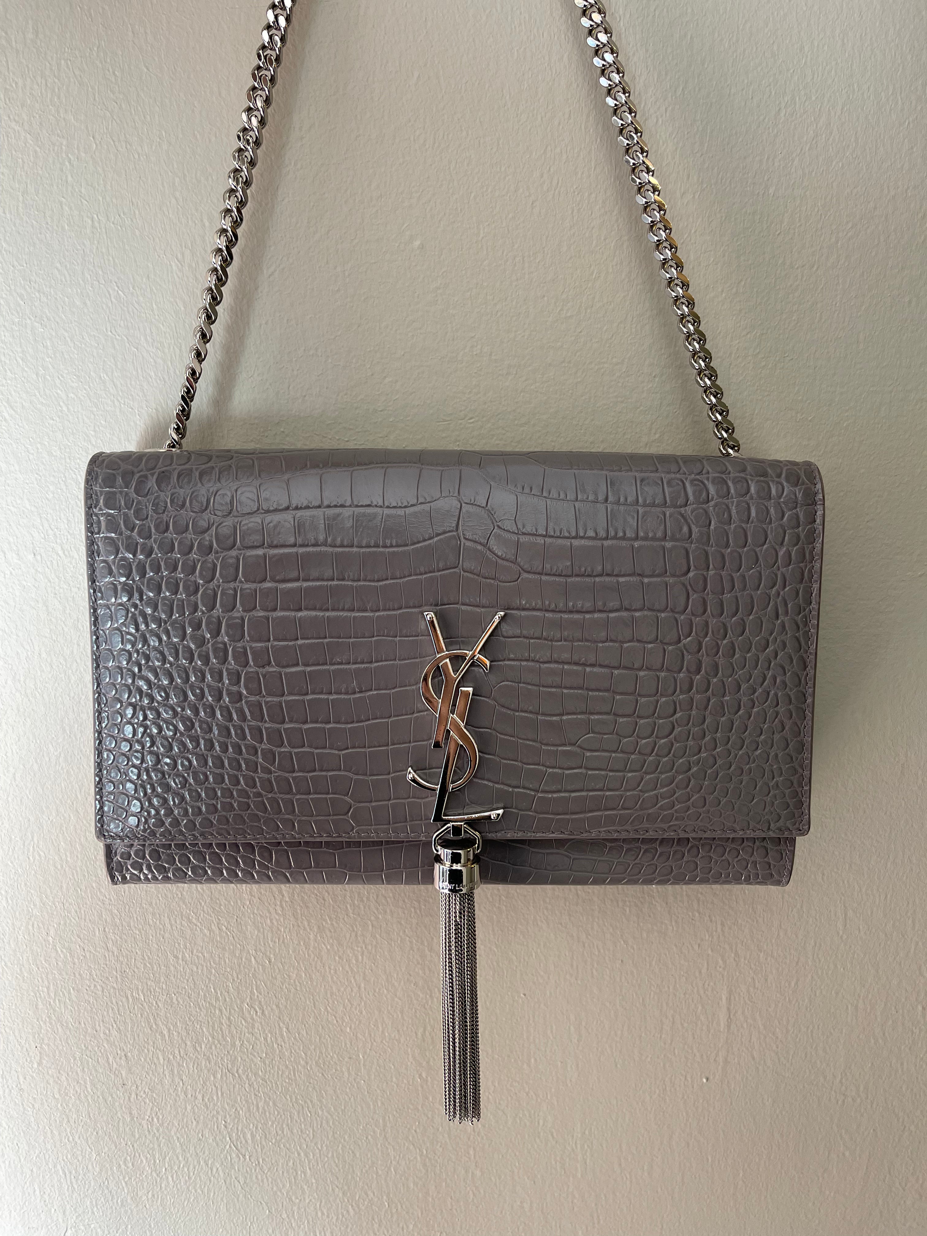 Saint Laurent - Borsa Kate di colore grigio medio