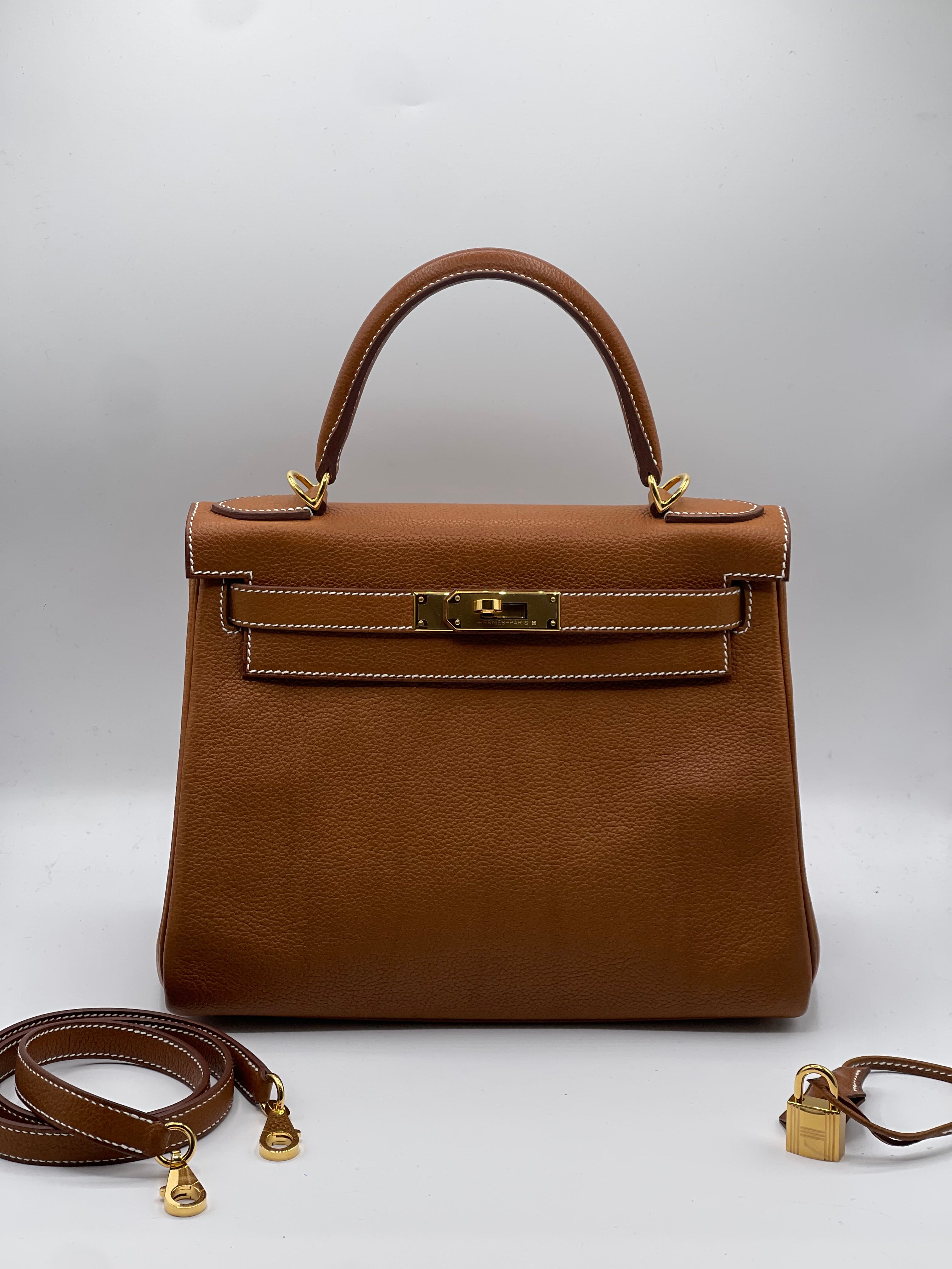 Hermès - Sac Kelly 28 Gold Barenia