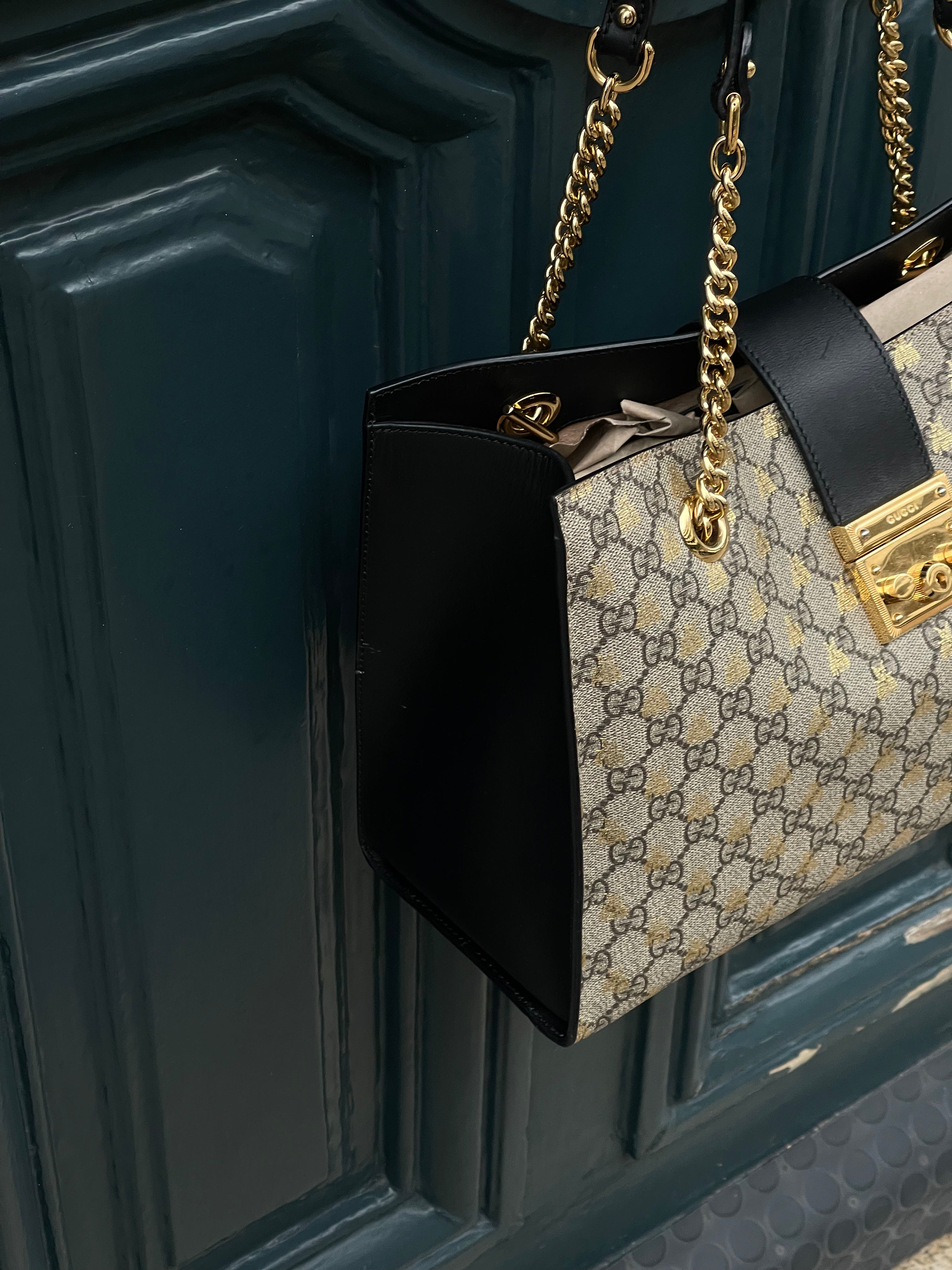 Gucci - Borsa tote Padlock Monogram, edizione limitata con api