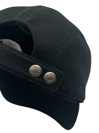 Hermès - casquette cachemire noire