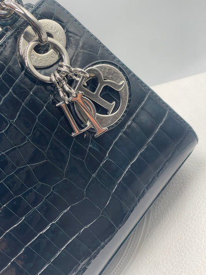 Dior - Sac mini Lady Dior Alligator small bleu navy