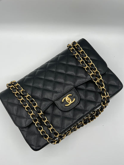 Chanel - sac jumbo cuir caviar noir