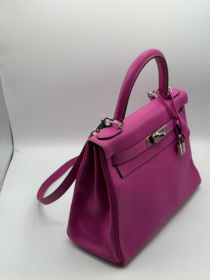 Hermès - Sac Kelly 28 cuir evercolor magnolia