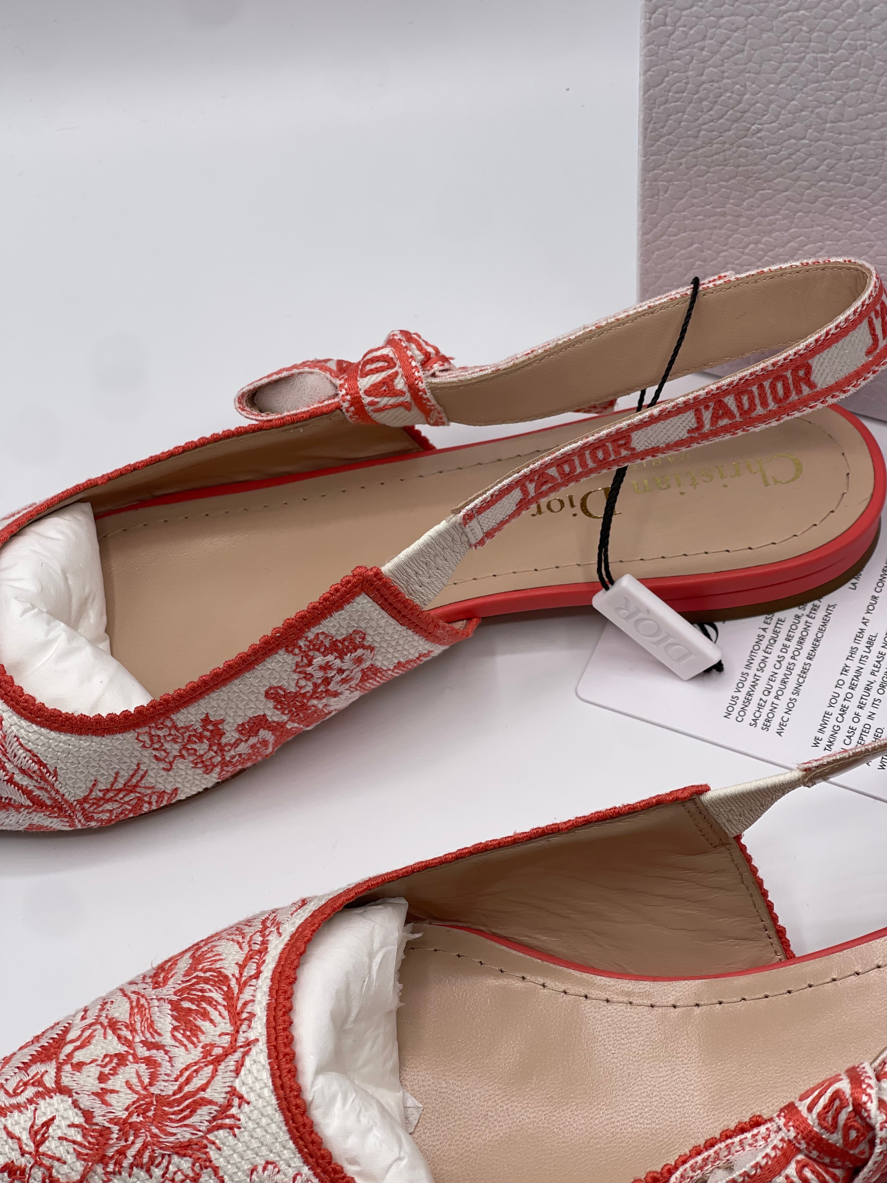 Dior - Ballerines Slingback dioriviera toile de jouy T39