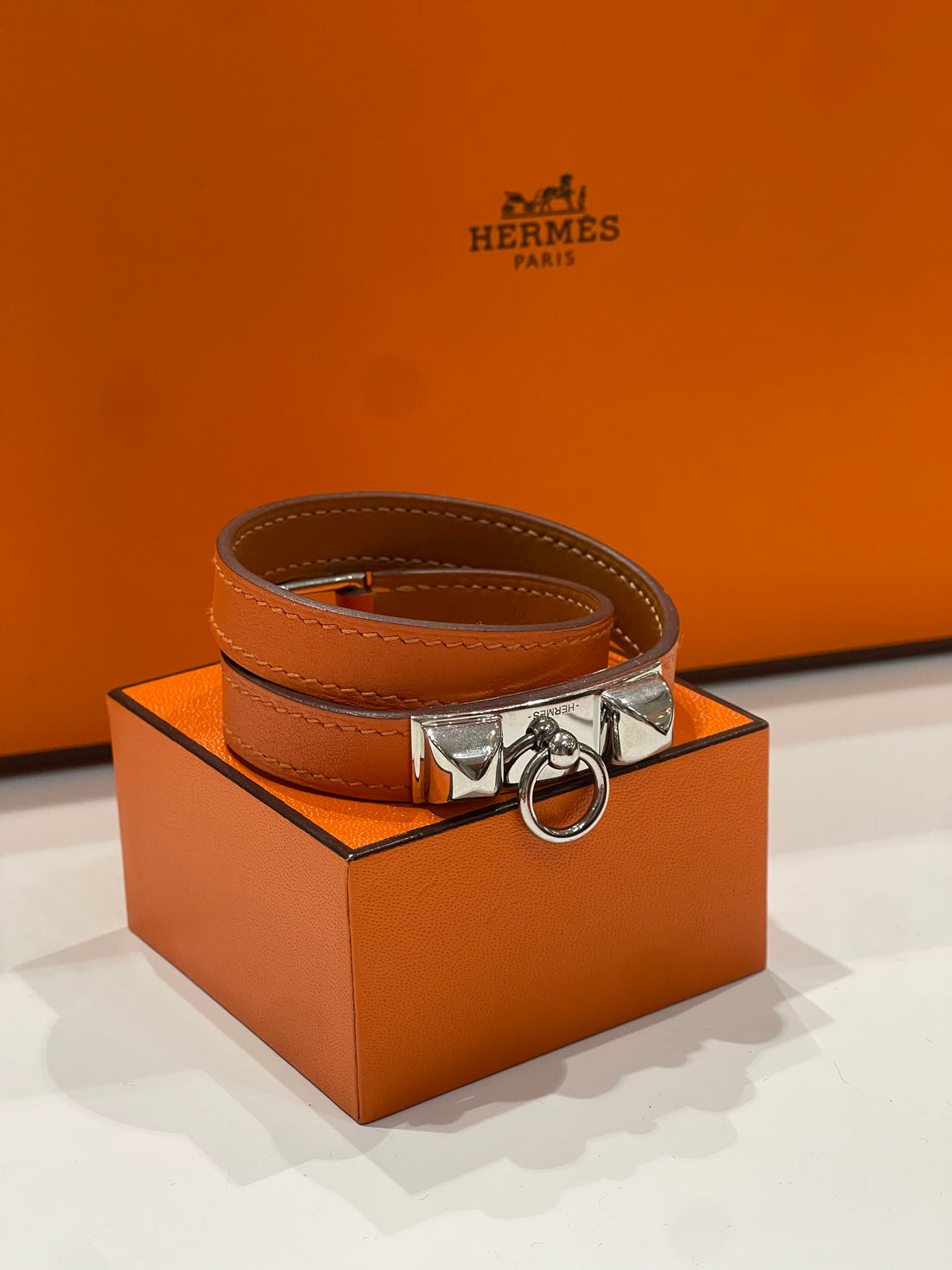 Hermès - Bracelet Rivale Double Tour orange