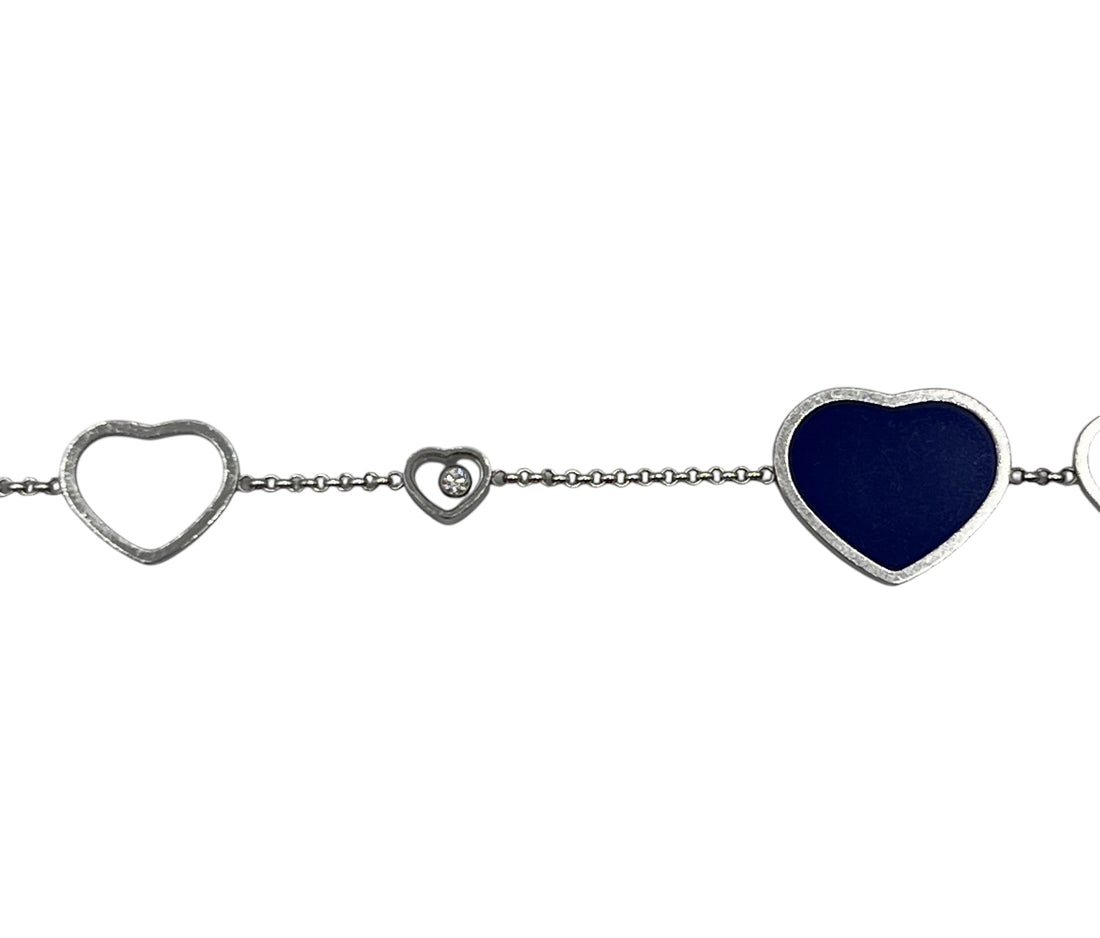 Chopard - bracelet happy hearts or gris et lapis lazuli