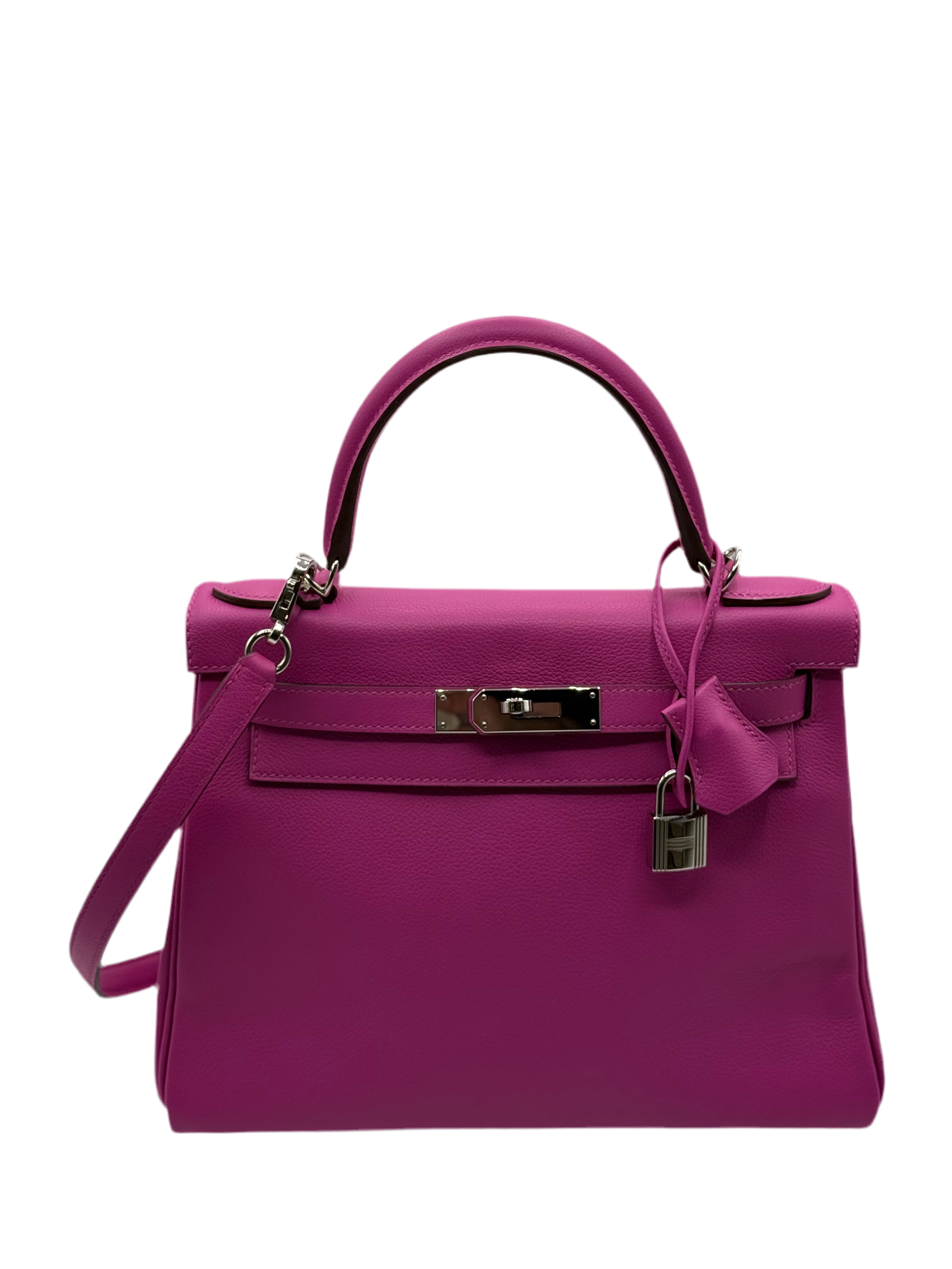 Hermès - Sac Kelly 28 cuir evercolor magnolia