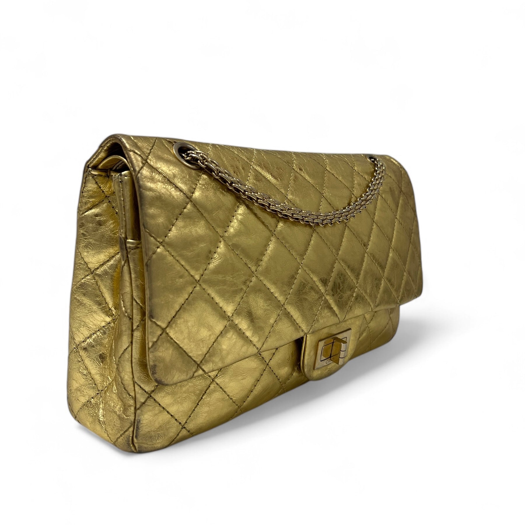 Chanel - Sac 2.55 Metallic Gold Double Rabat