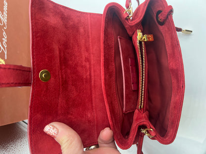 Loro Piana - petit sac bandoulière daim rouge