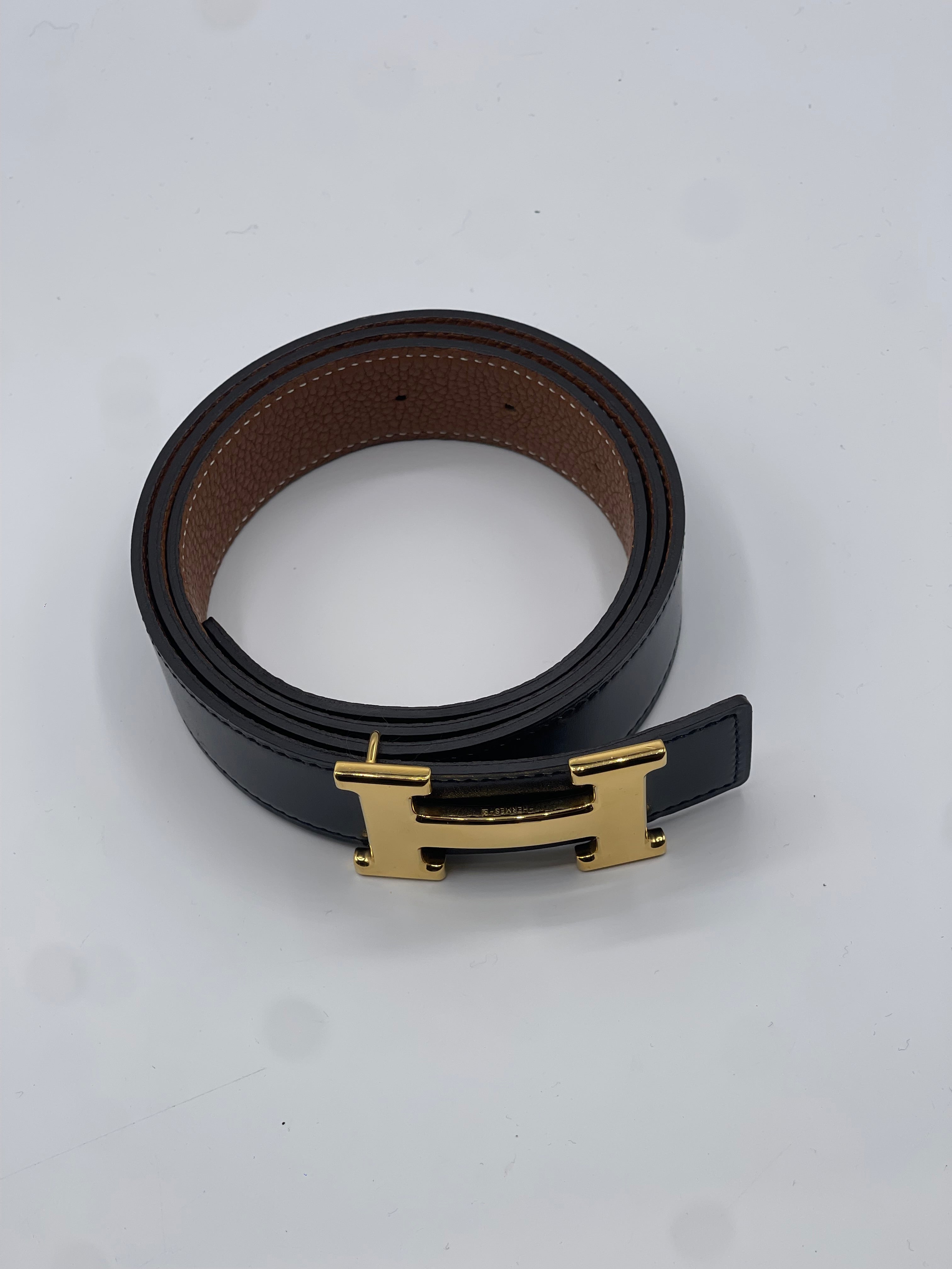 Hermès - Ceinture H 32mm réversible noir/gold T90