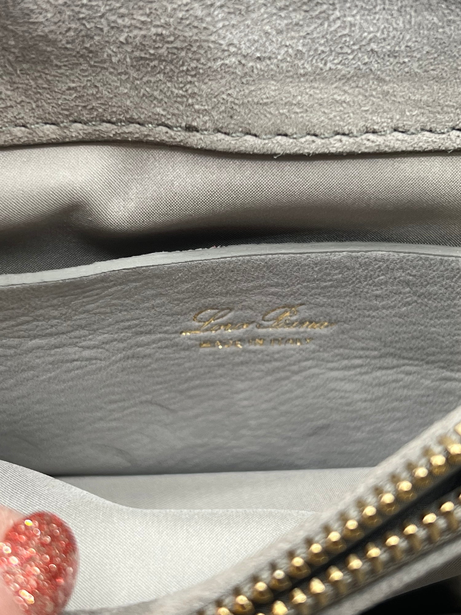 Loro Piana - petit sac daim gris