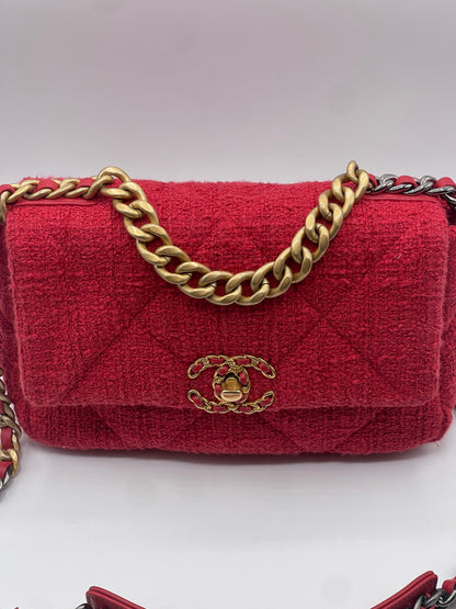 Chanel - Sac 19 tweed rouge