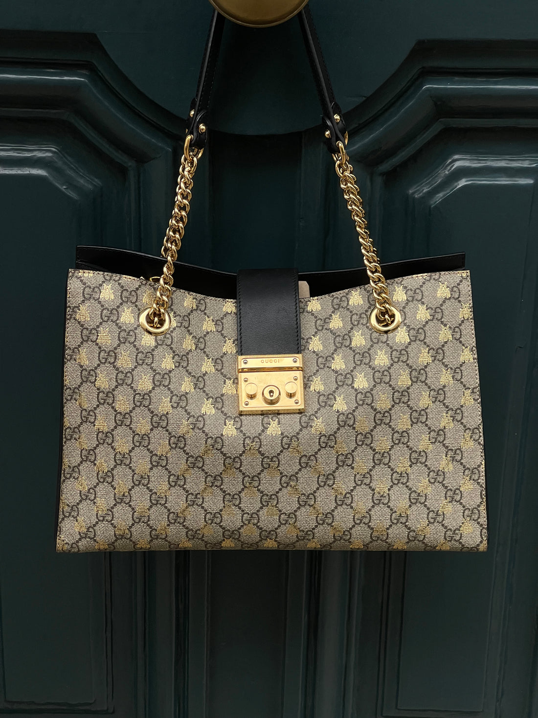 Gucci - Padlock Monogram tote bag, bees limited edition