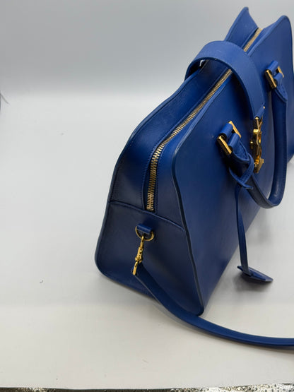 YSL - sac monogramme cabas cuir bleu roi