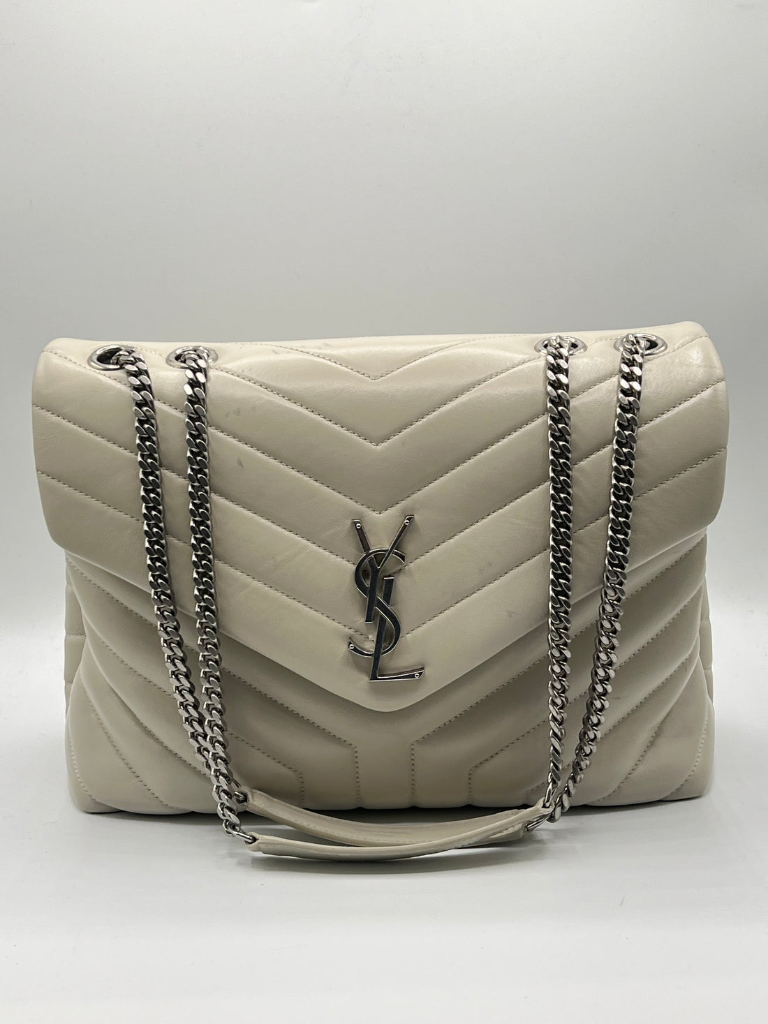 YSL - sac Loulou cuir blanc vintage GM