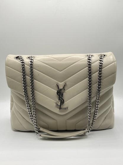 YSL - sac Loulou cuir blanc vintage GM