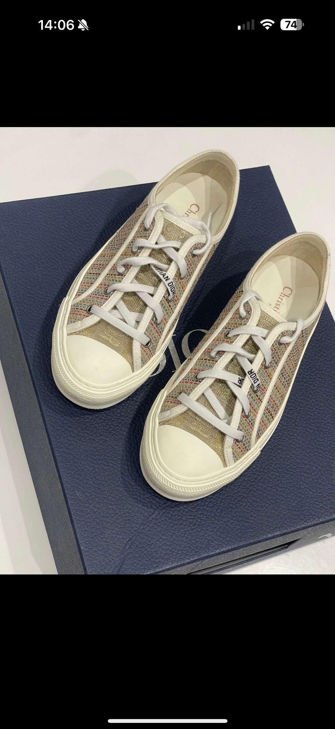 Dior - Sneakers walk’n Dior écru et fils métallisés colorés T 37