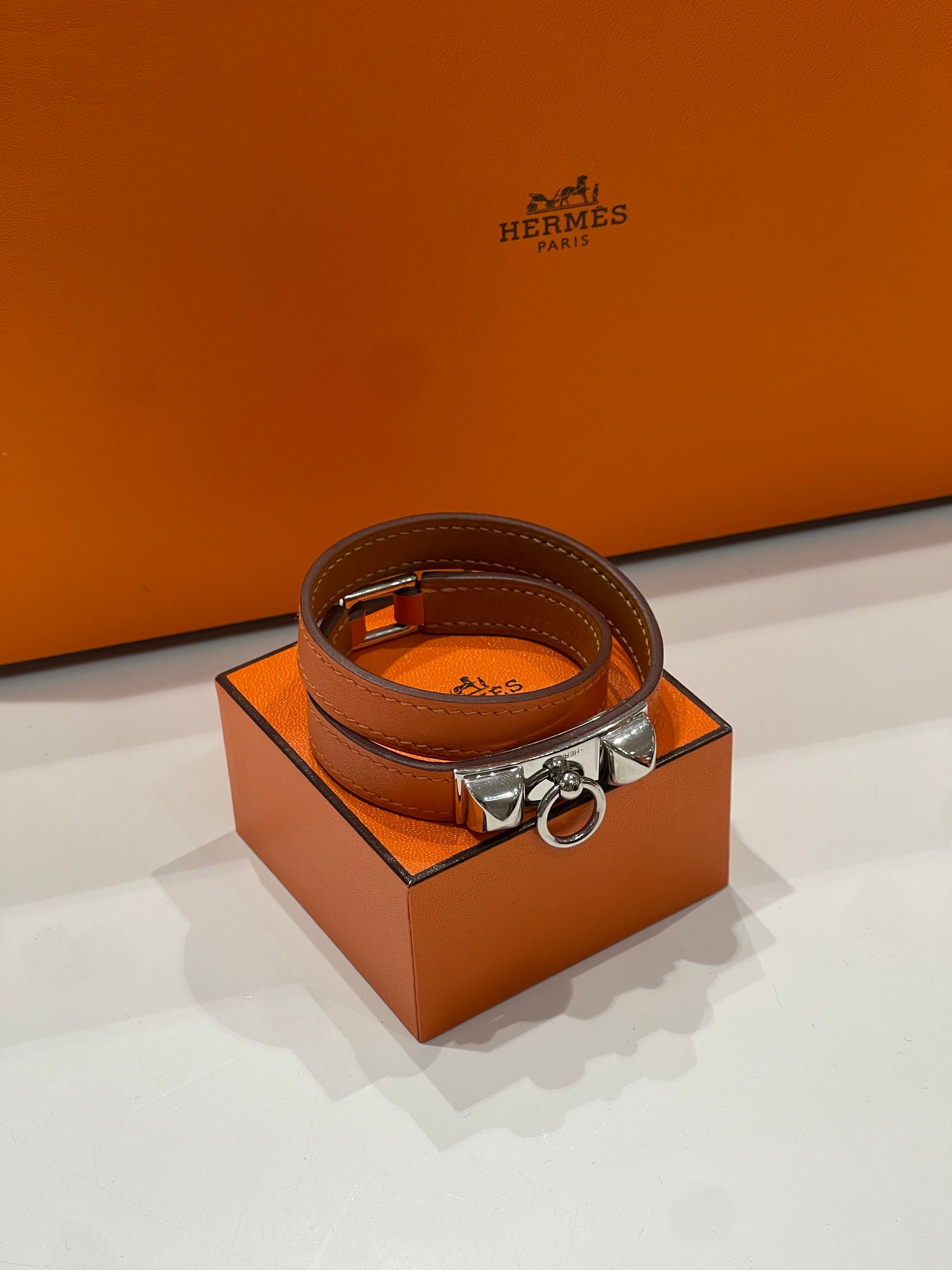 Hermès - Bracelet Rivale Double Tour orange