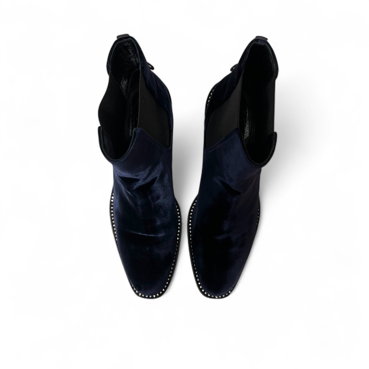 Christian Dior - Bottines en velours bleu nuit T38.5