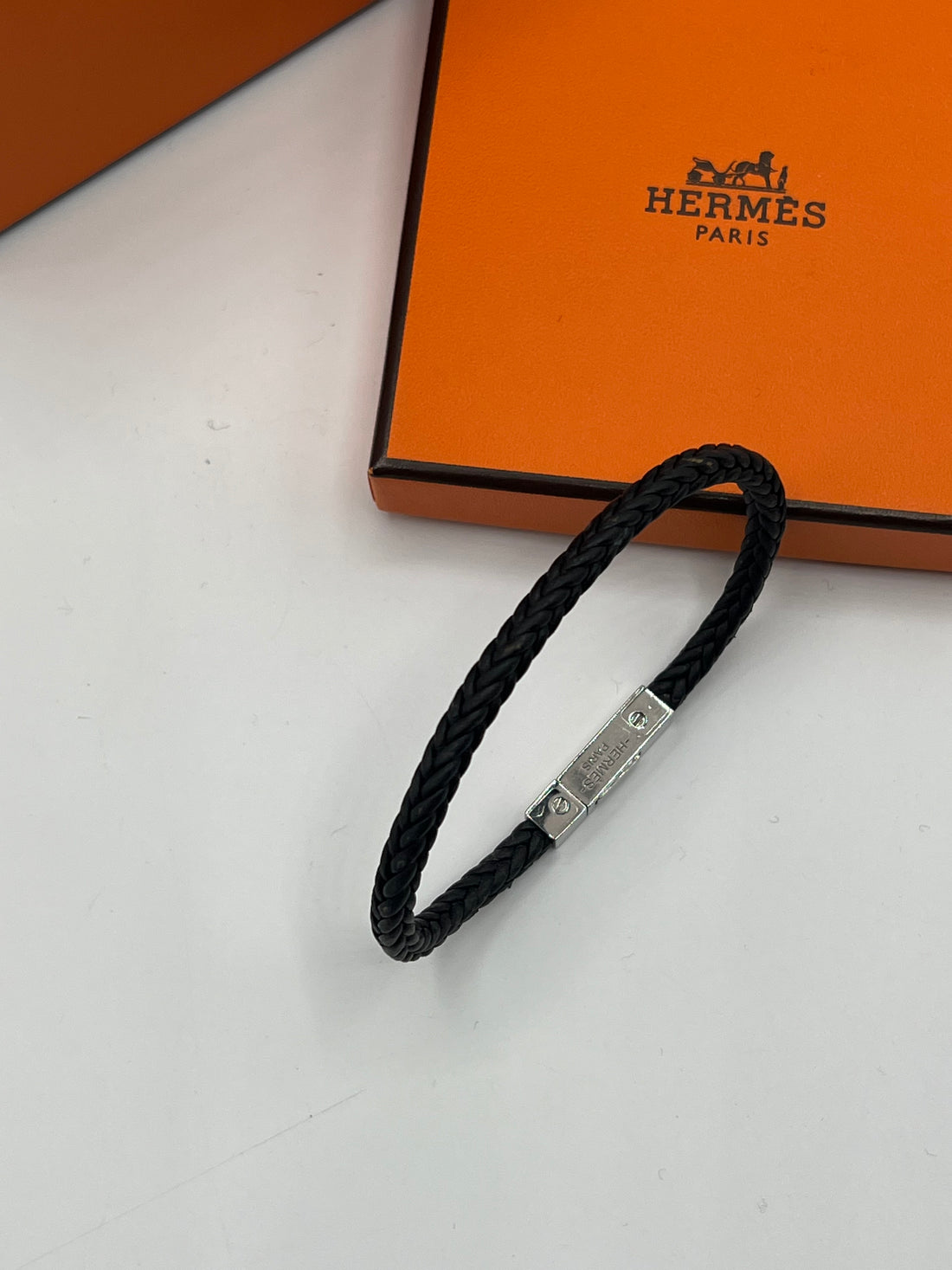 Hermès - bracelet Goliath cuir et boucle argent