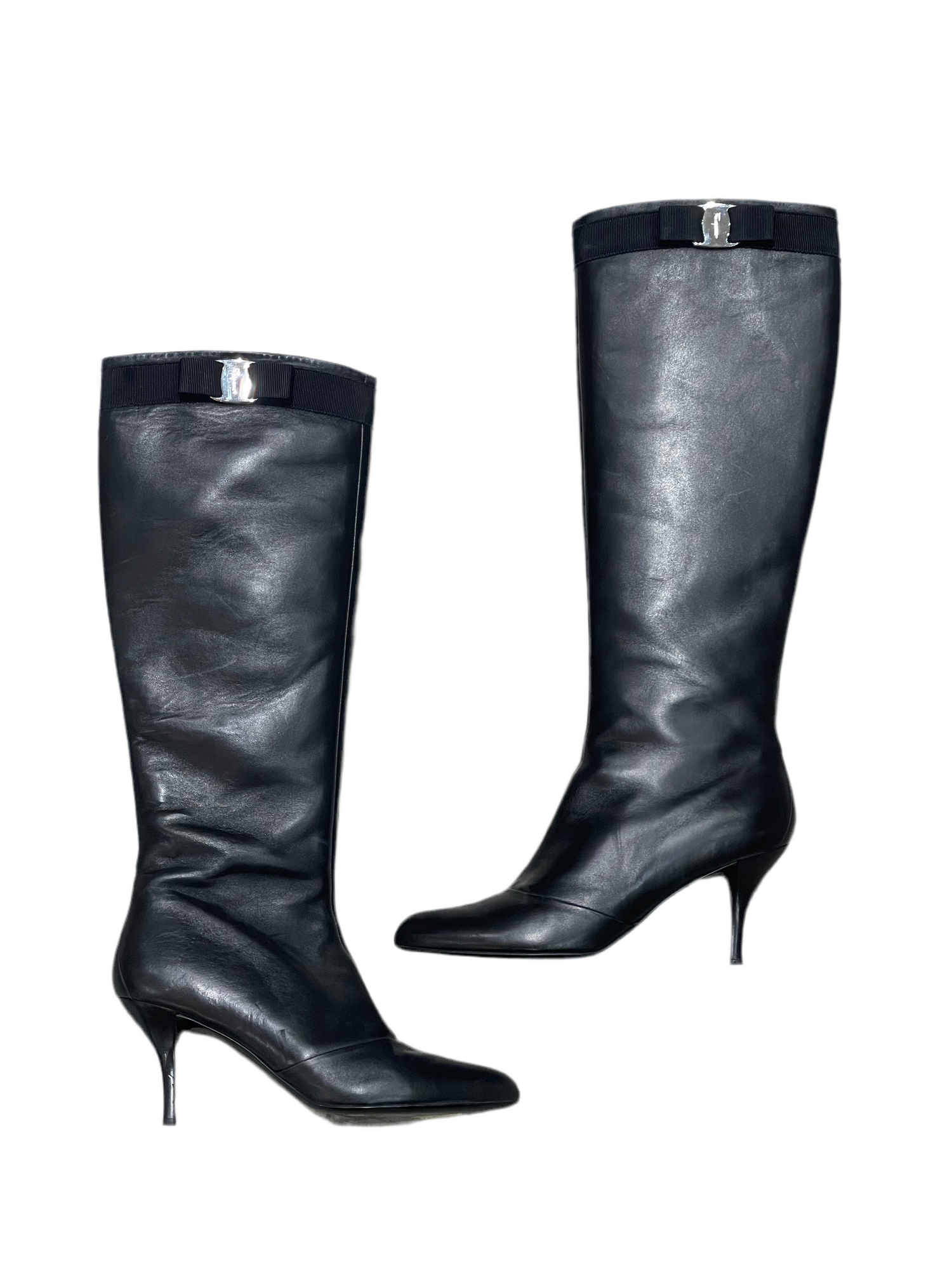 Ferragamo - Bottes en cuir noir T39