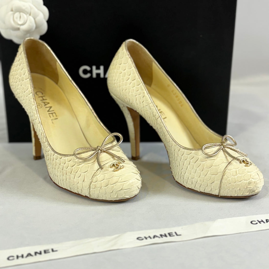 Chanel - 蟒蛇纹高跟鞋 T.37