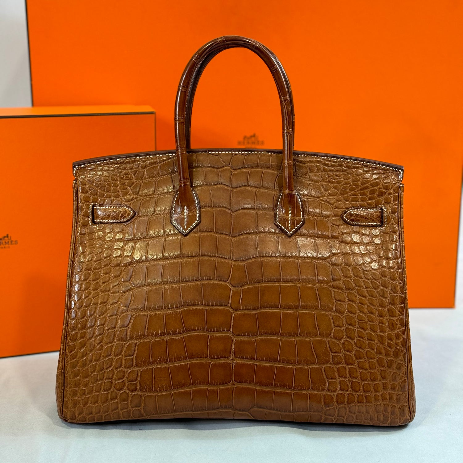 Hermès - Birkin 35 浅黄褐色鳄鱼皮包