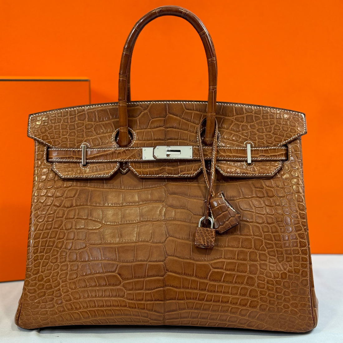 Hermès - Birkin 35 浅黄褐色鳄鱼皮包