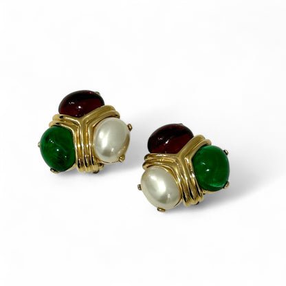 Ciner - Boucles d’oreilles clips tricolore