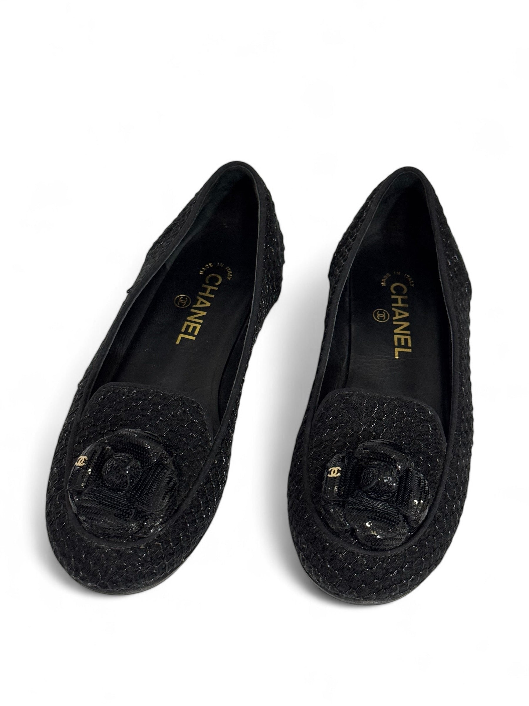 Chanel - Ballerines Tweed T.38c