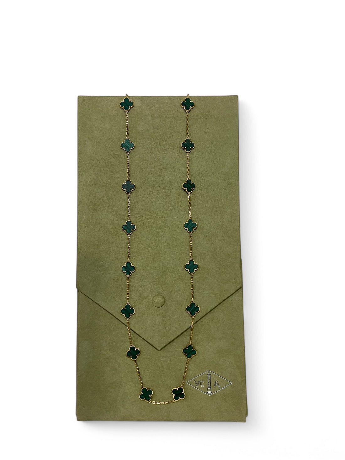 Van Cleef &amp; Arpels - Sautoir Vintage Alhambra 20 motifs malachite