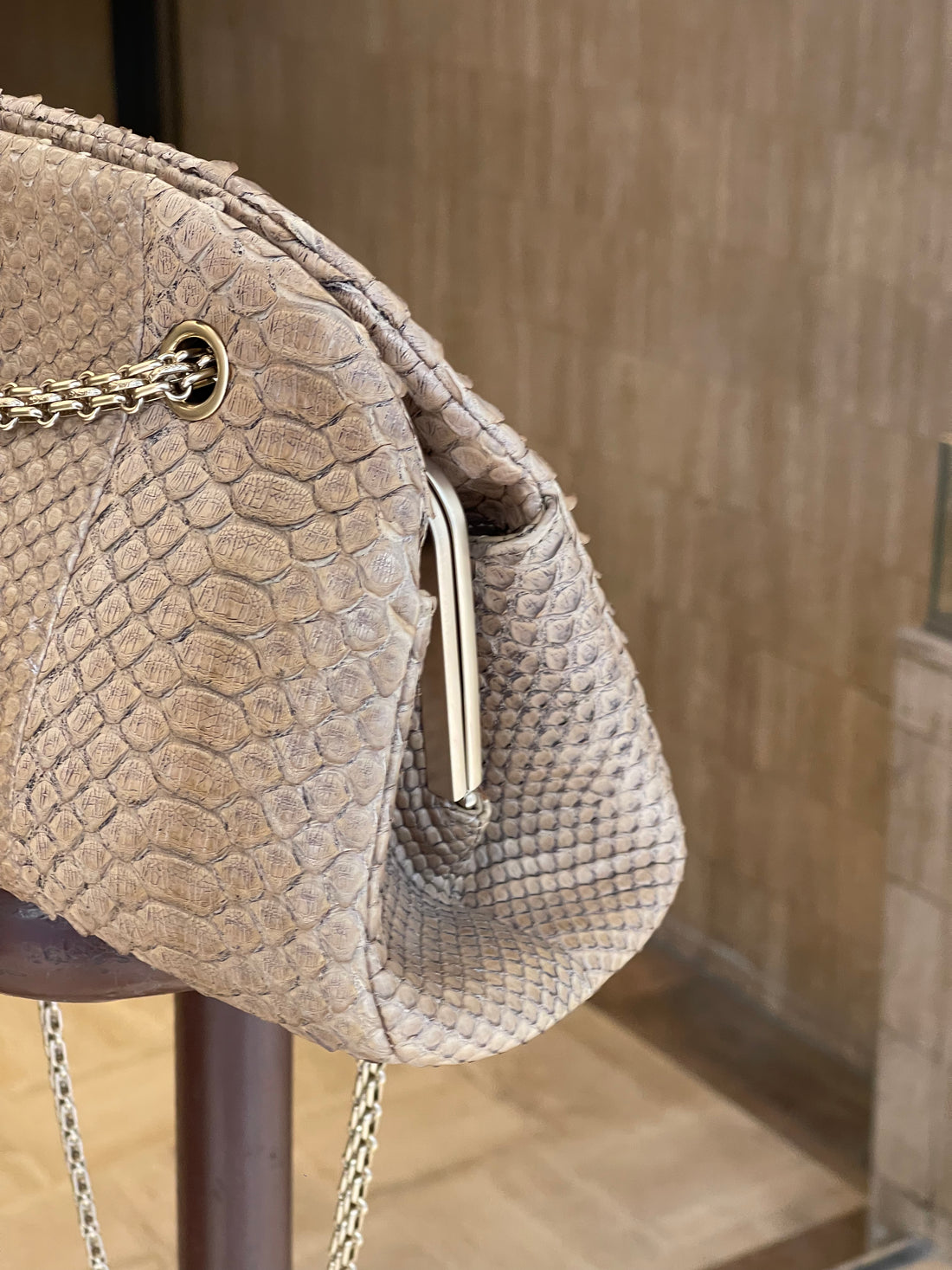 Chanel - borsa mademoiselle pitone beige