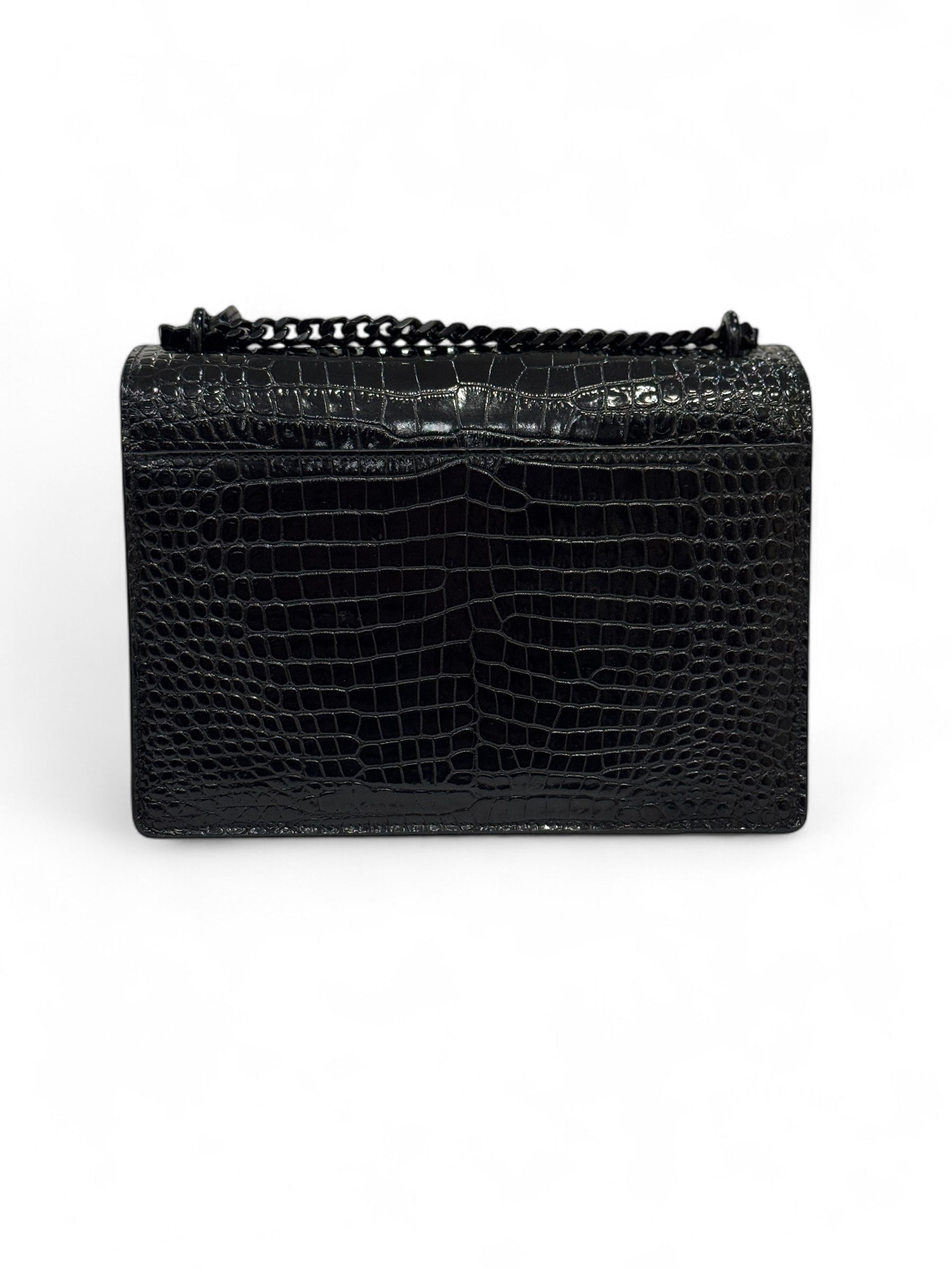 Saint Laurent - Sac Sunset croco embossé all black