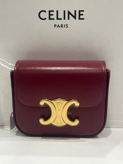 Céline - sac mini triomphe cuir bordeaux - Les Folies d&