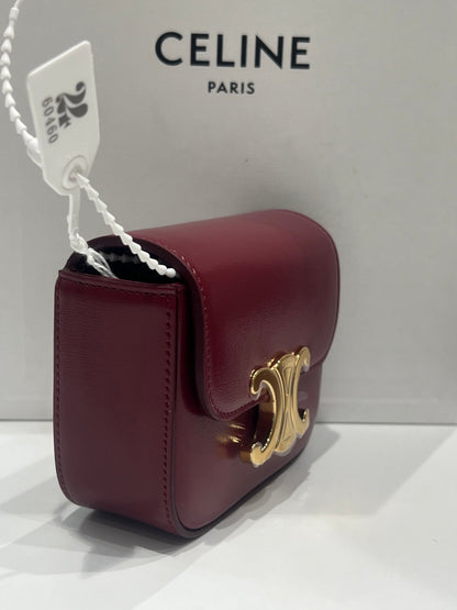 Céline - sac mini triomphe cuir bordeaux - Les Folies d&