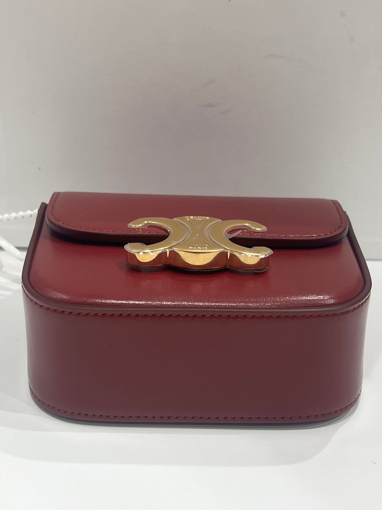 Céline - sac mini triomphe cuir bordeaux - Les Folies d&