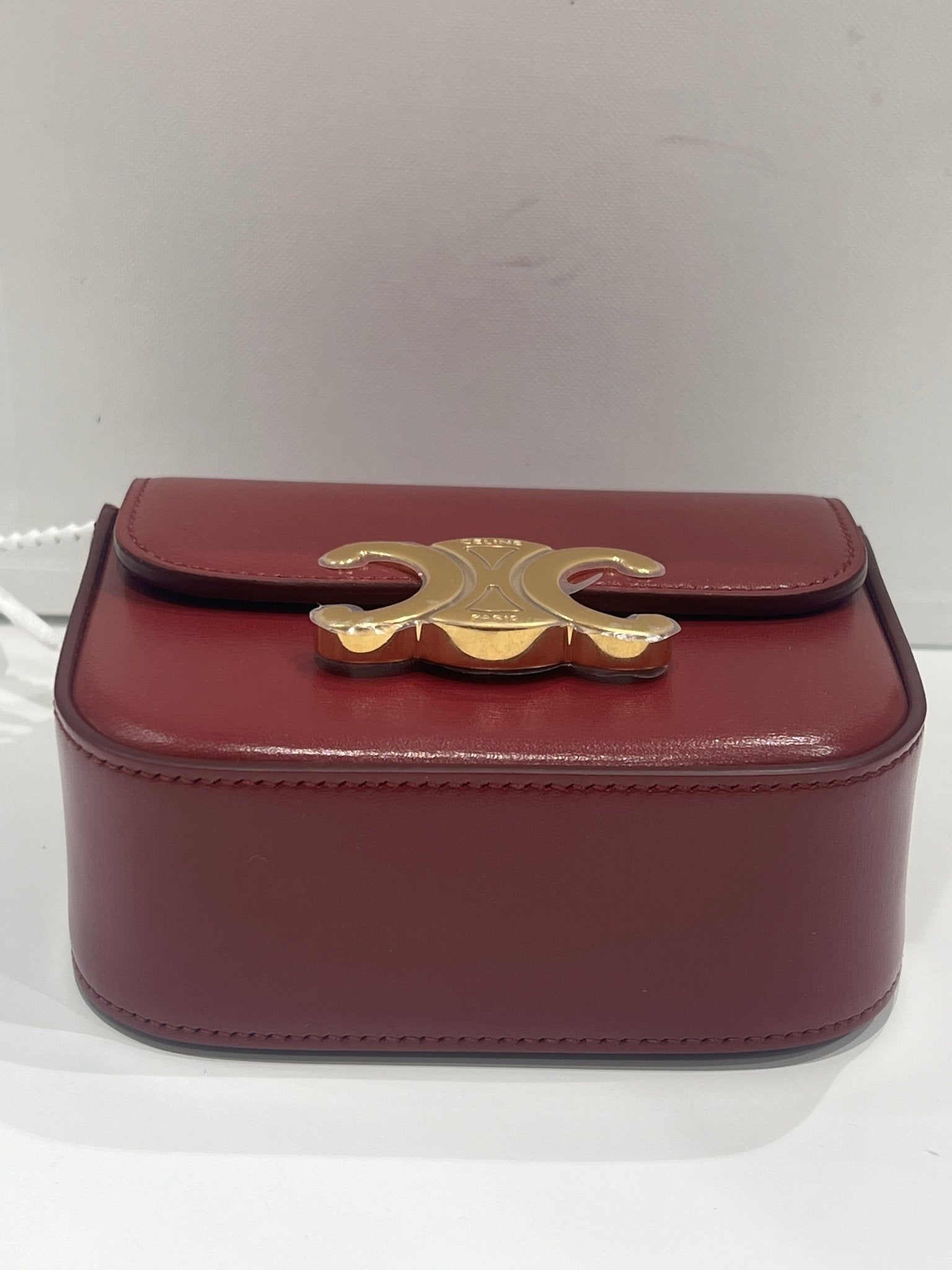 Céline - sac mini triomphe cuir bordeaux - Les Folies d&