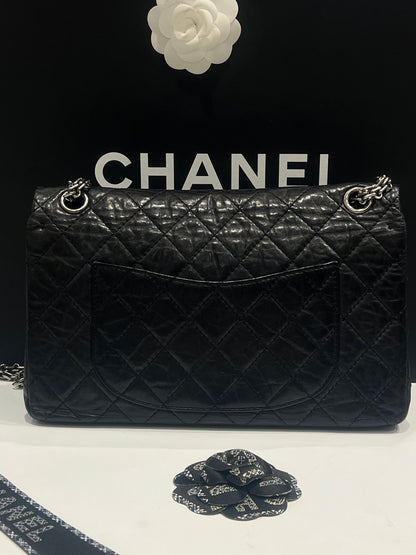 Chanel - sac 2 55 grand modèle 226 cuir vieilli noir - Les Folies d&