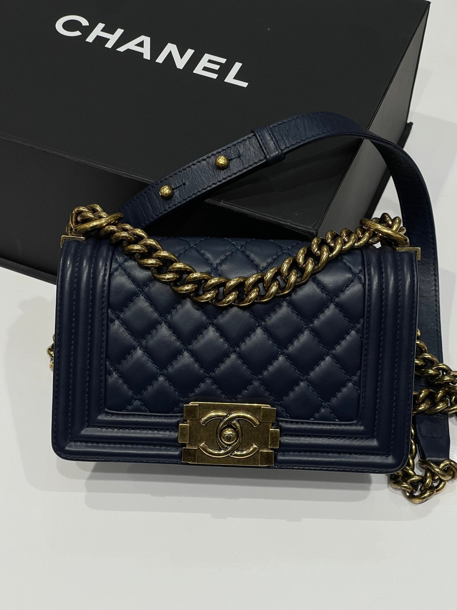 Chanel Midnight blue Petit Boy bag