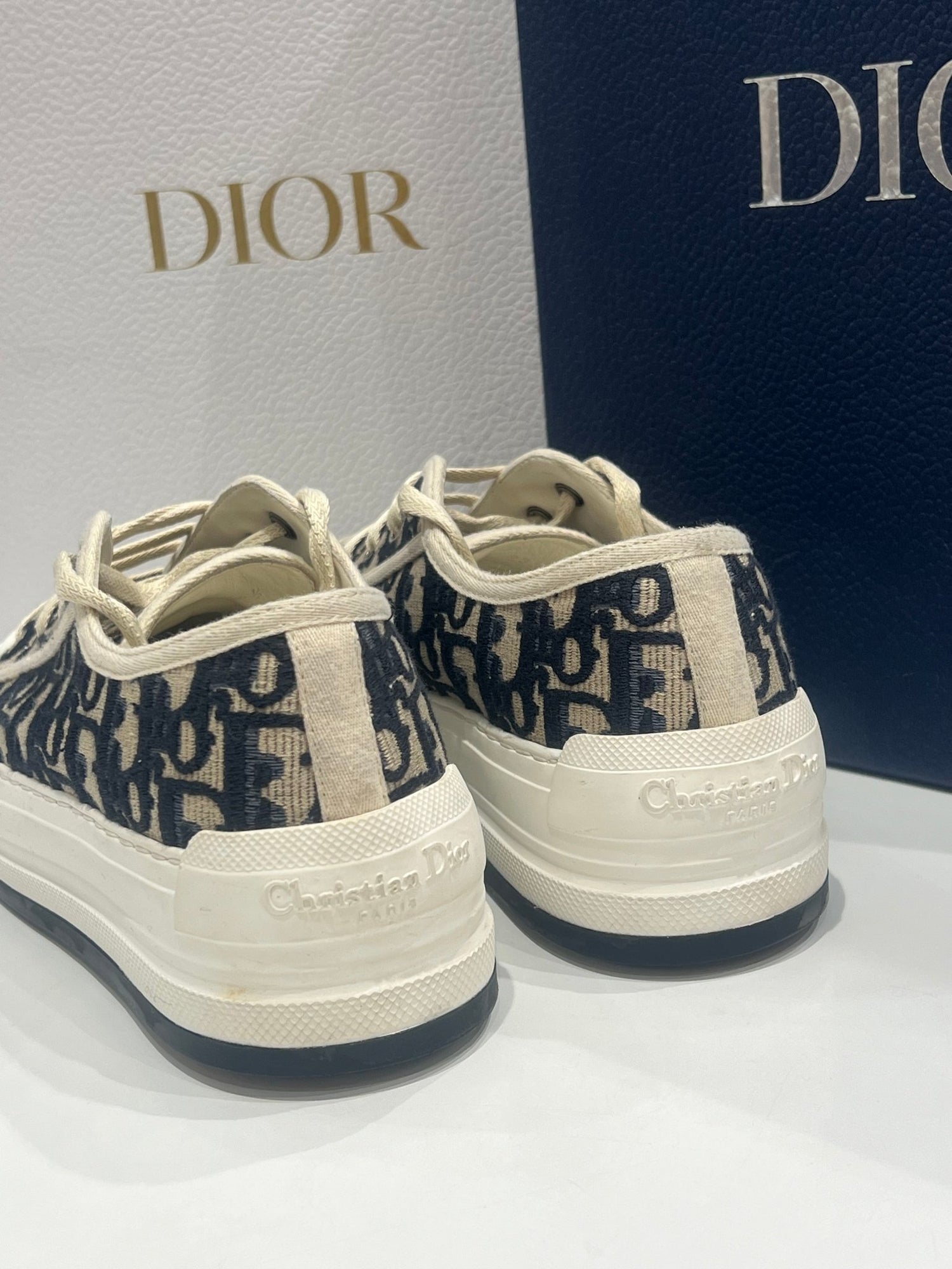 Dior - walk’n Dior plateforme toile oblique bleue - Les Folies d&