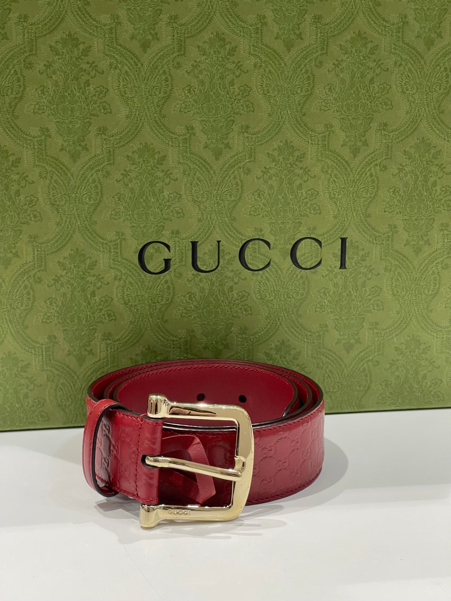 Gucci Red GG monogram belt