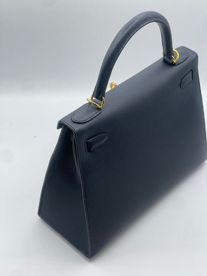 Hermès - Sac Kelly 28 sellier bleu indigo - Les Folies d&