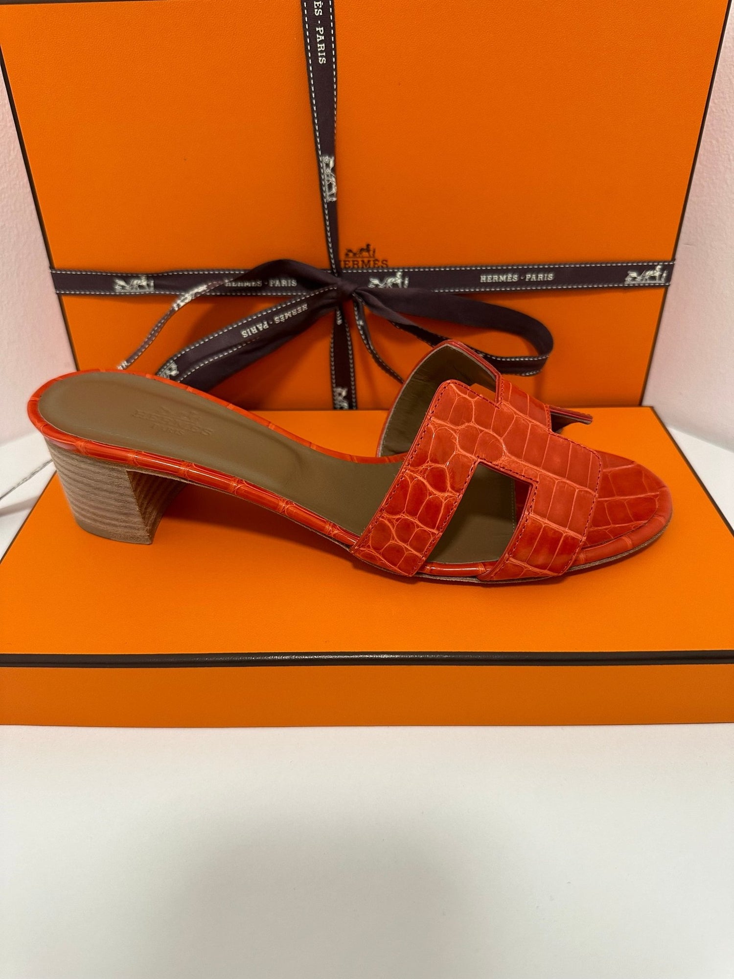 Hermès - Sandales Oasis Alligator T38,5 - Les Folies d&