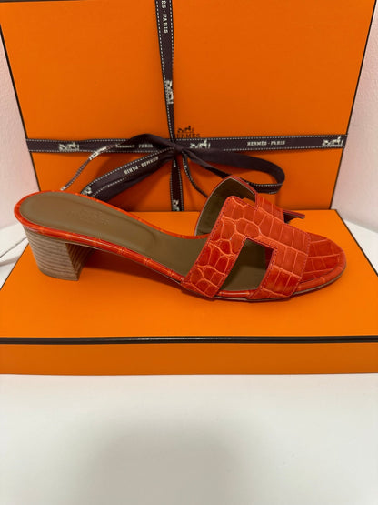 Hermès - Sandales Oasis Alligator T38,5 - Les Folies d&