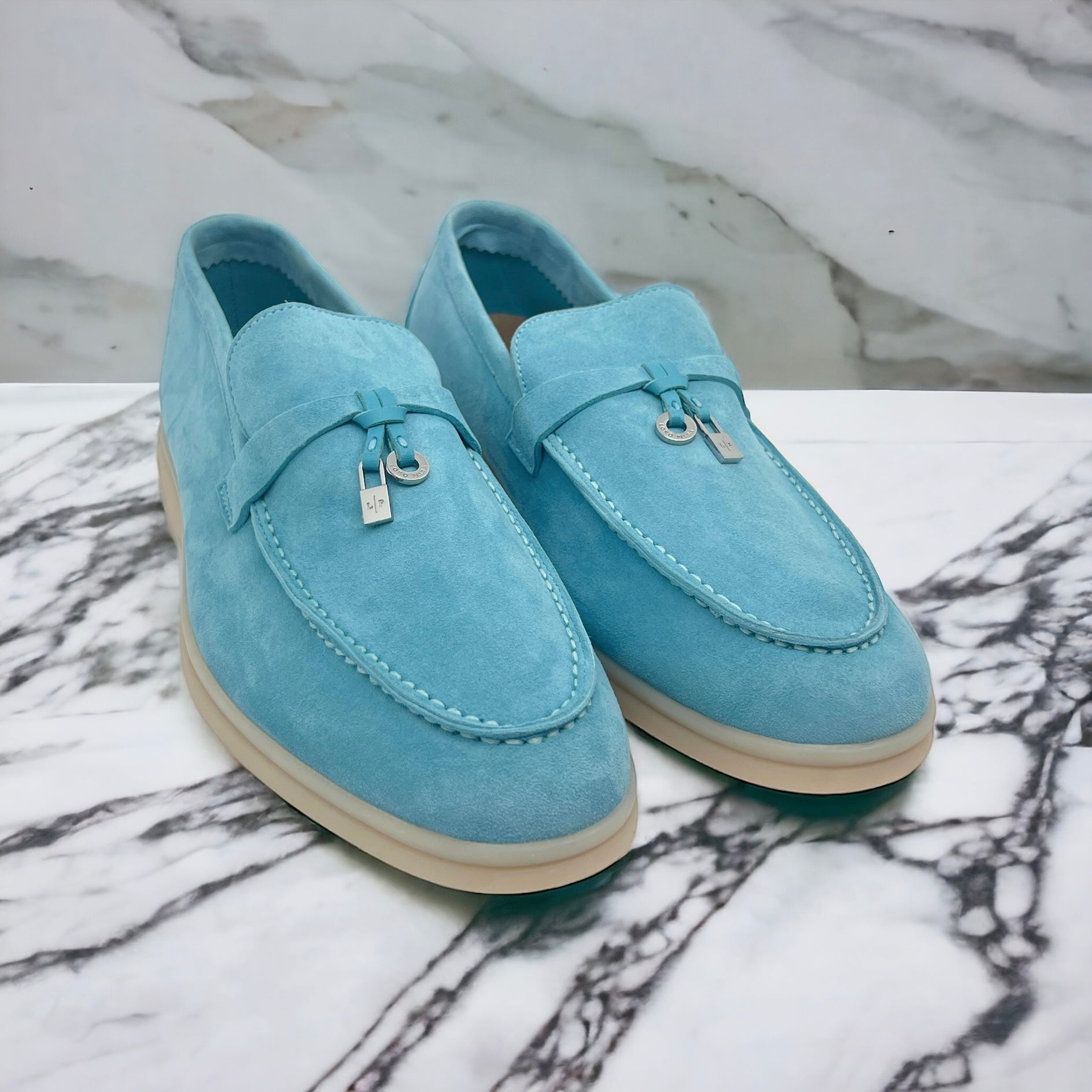 Loro fashion piana blue shoes